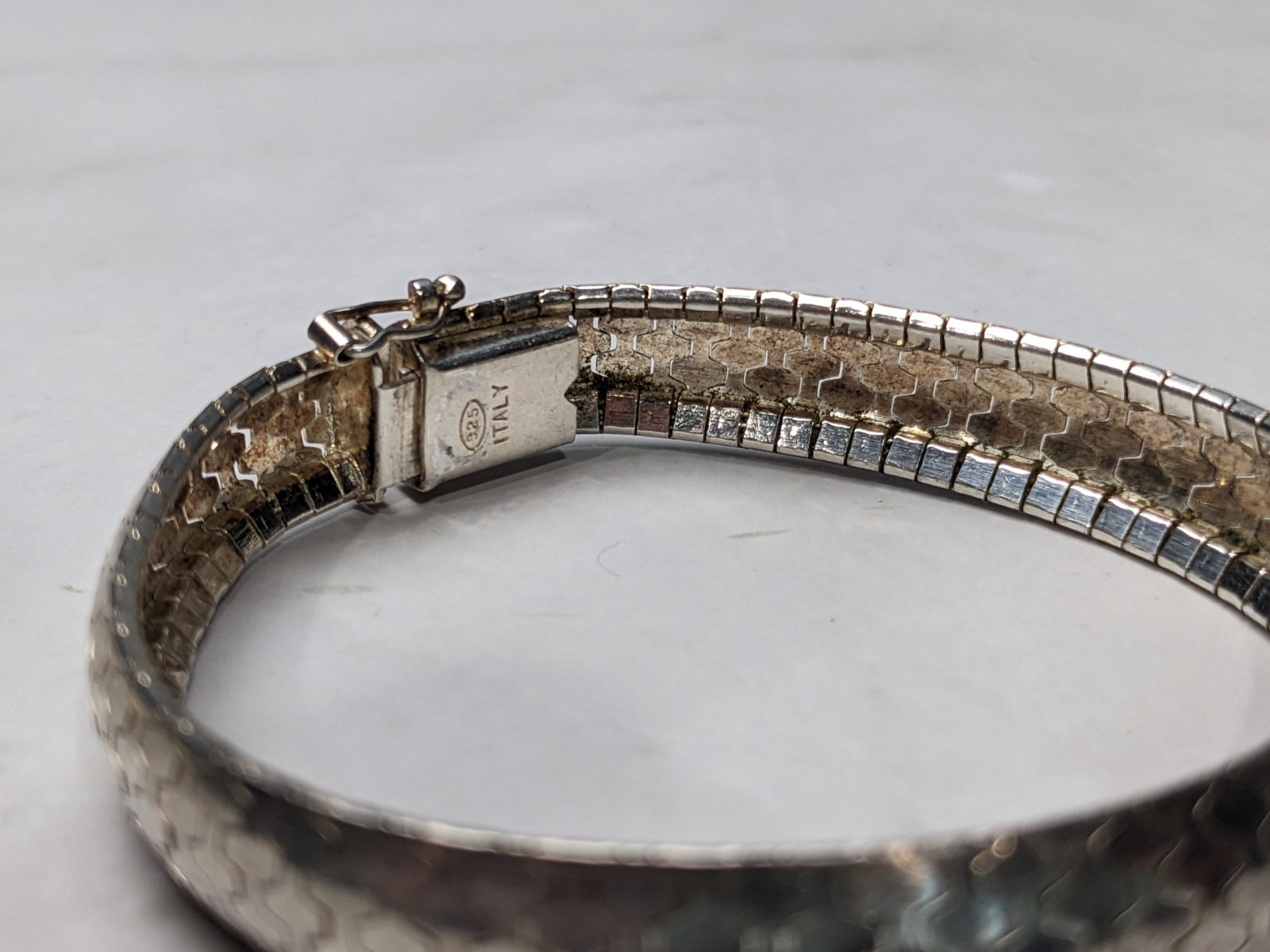 Italian Hexagon Honeycomb Sterling Silver 925 Bracelet 7 Inch Unisex