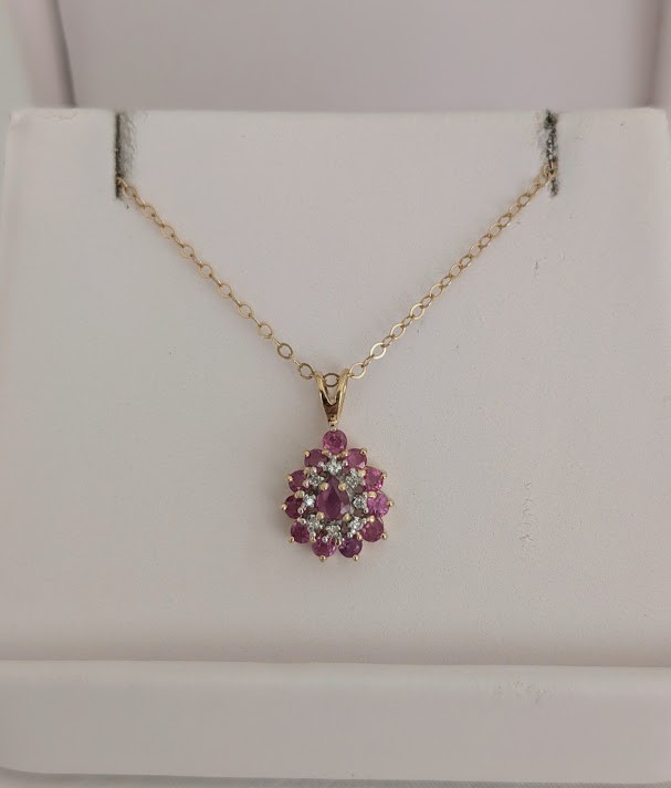 Ruby & Diamond Necklace 14K 3.2 Grams Retail Price $1899 Make Me An Offer!