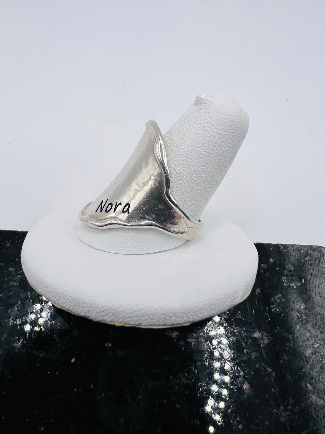 925 Silver PZ PAZ Israel Nora Hammered Saddle Cigar Band Ring Size 9