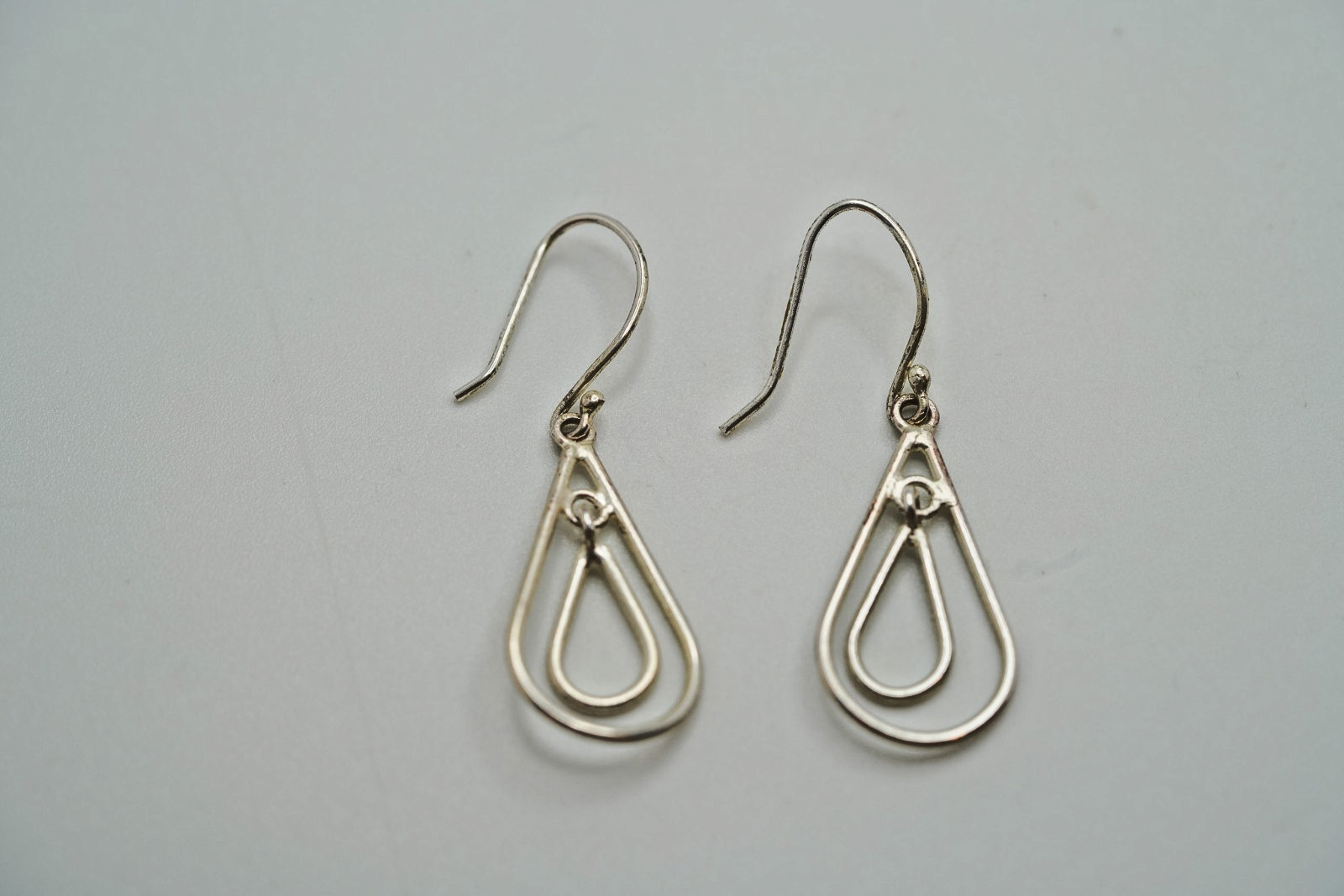 Vintage Simple Sterling Silver Dangle Tead Drop Earrings 3.6cm JB35