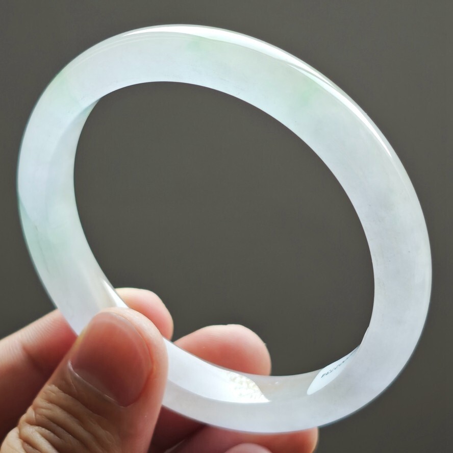 61mm Natural Icy Green Jadeite Jade Bracelet Burma Jadeite Jade Big Bangle 3110