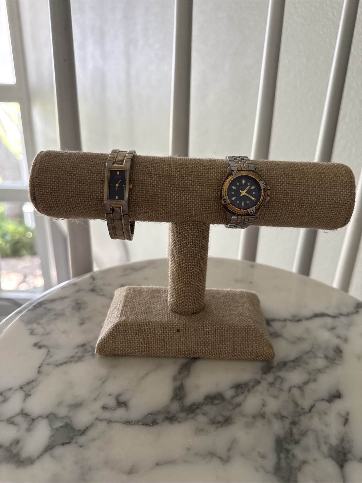 Lot Of two Ladies Watches Citizen And Guess , Blue Dials Silver And Gold Tone