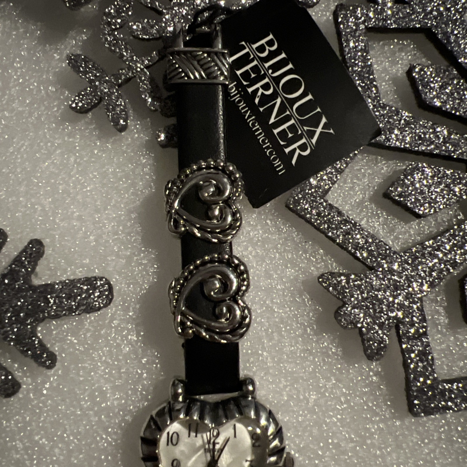 New W/ Tags Heart Shape Black & Silver Bijoux Terner Women’s Watch Needs Battery