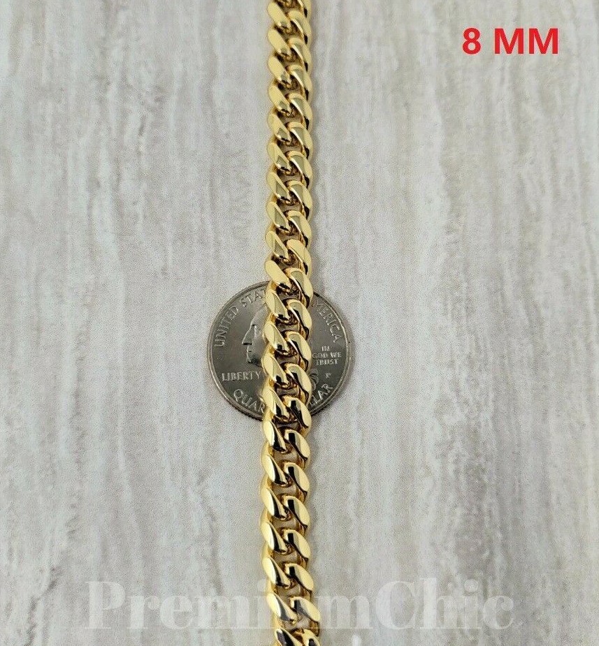 COMBO SET Mens Miami Cuban Link Bracelet & Necklace Gold Plated Stainless Steel