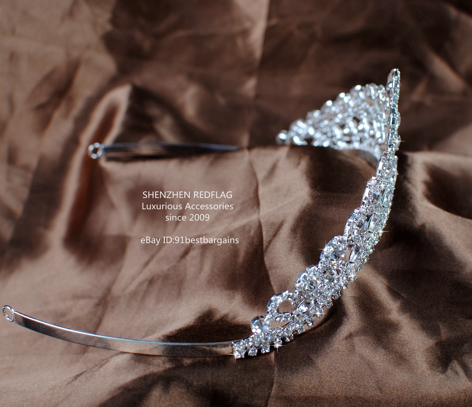 Romantic Royal Tiara Crown Clear Austrian Rhinestones Bridal Wedding Prom Party