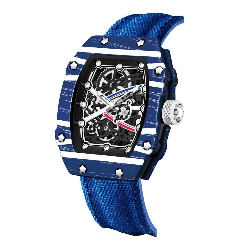Ultra-Thin Wine Barrel Shaped Quartz Watch Nylon Strap Waterproof Casual Watch
