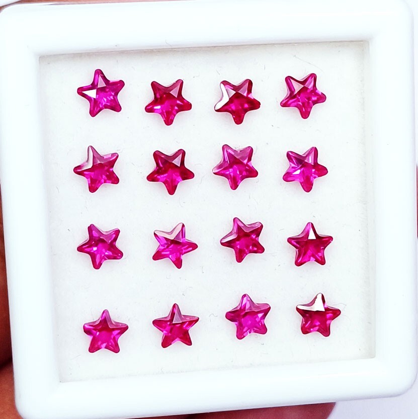 7 MM 5 Pcs Natural Red Ruby Star Cut Certified Loose Gemstone Lot