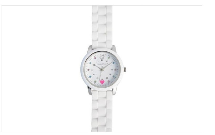 Nurse Mates Sparkle women’s nurse watch water-resistant silicone strap – White