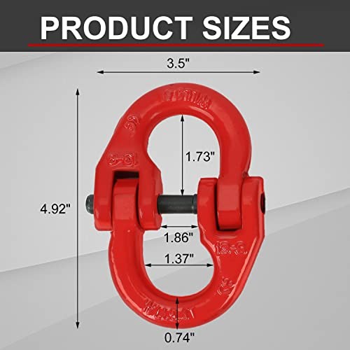 2PC 1/2 inch Tow Hitch Hammer Lock Safety Chain Connector Link Hammerlock Red