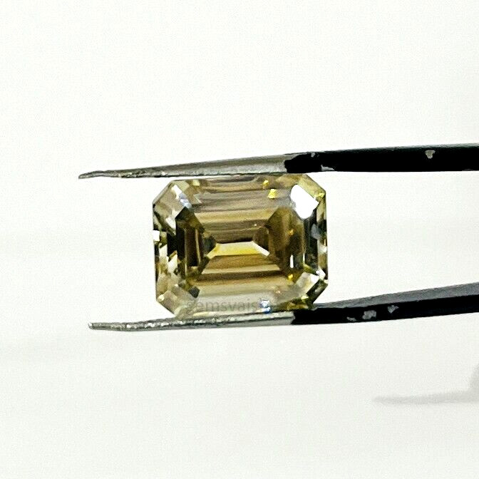 9-10 Ct Loose Champagne Lab Created Diamond Emerald Cut VVS Certified Ideal Gift