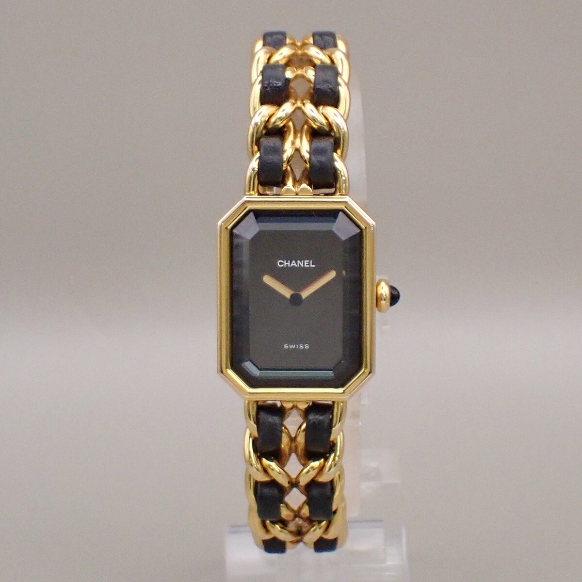 CHANEL Logo Premiere Watch H0001 # L Quartz Gold Plated Leather GHW 690RK949
