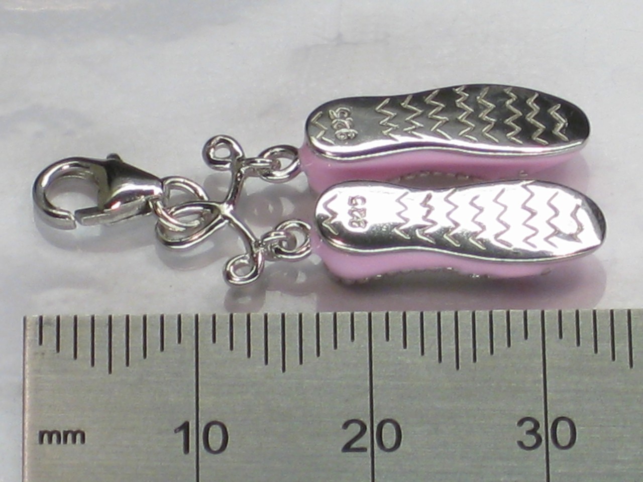 Pink shoes sterling silver enamel charm with clip link .925 x 1 THG80058.
