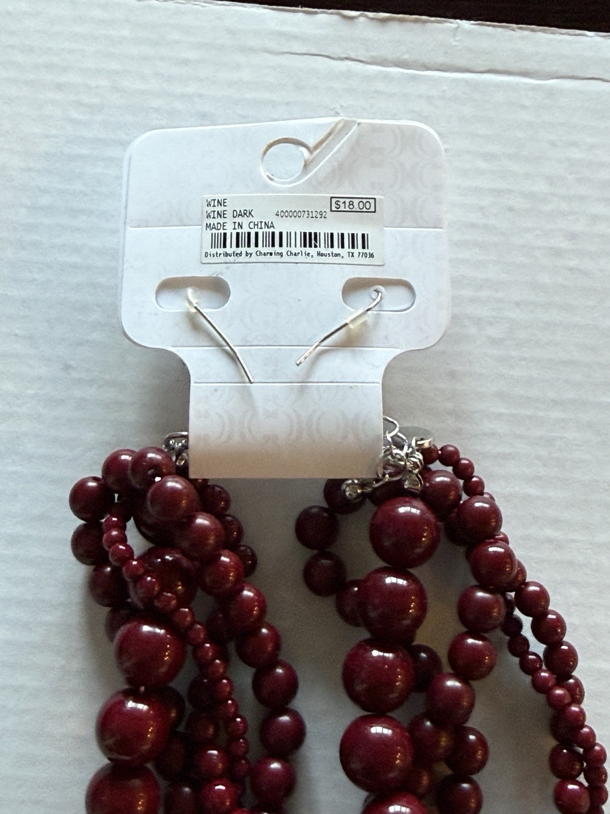 Charming Charlie Burgundy Plastic Beaded Multi-Strand Statement Necklace