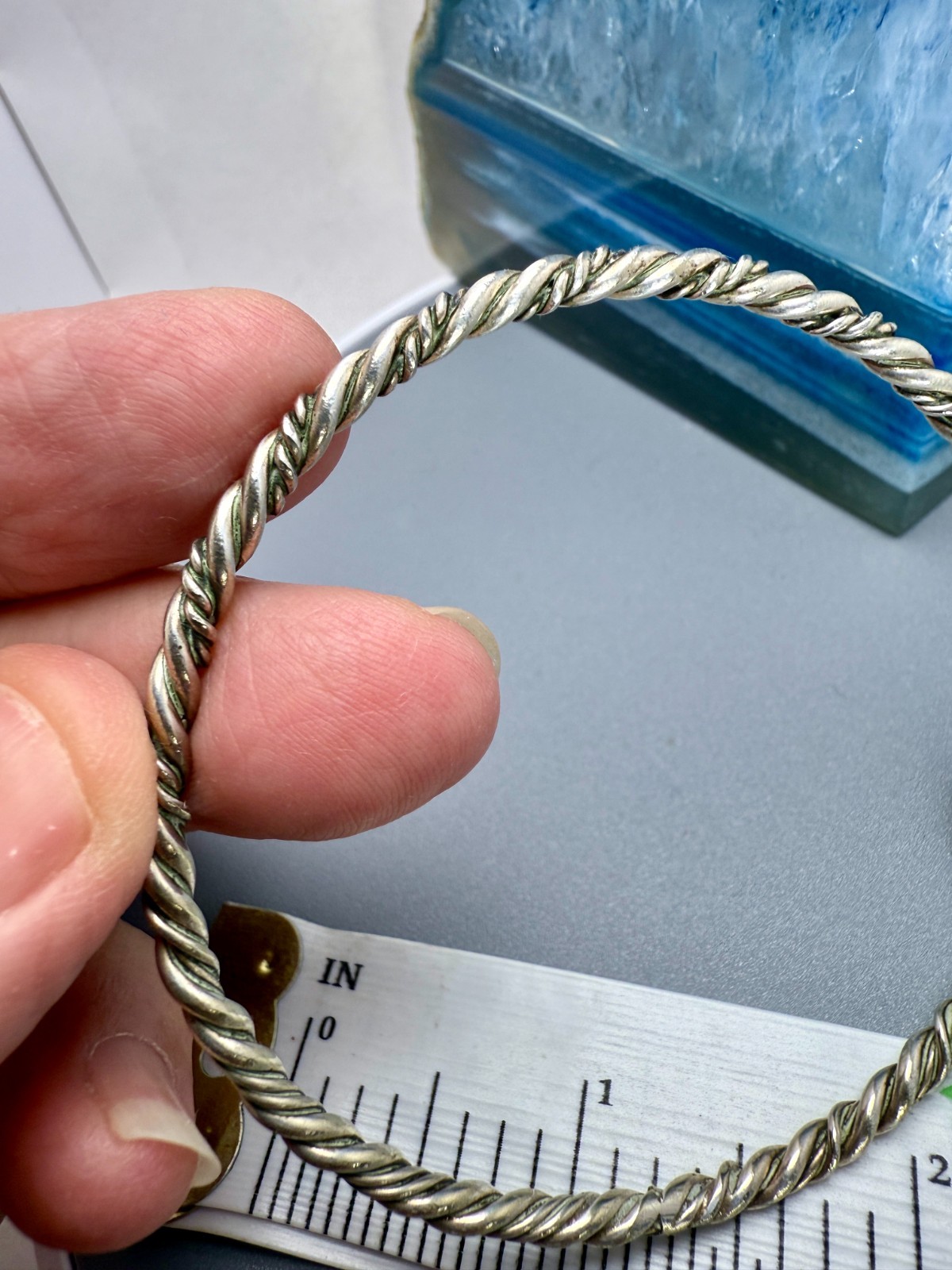 Sterling Silver 3.5mm Round Twisted Wire Bangle 2.75″Diameter 7.36 grams