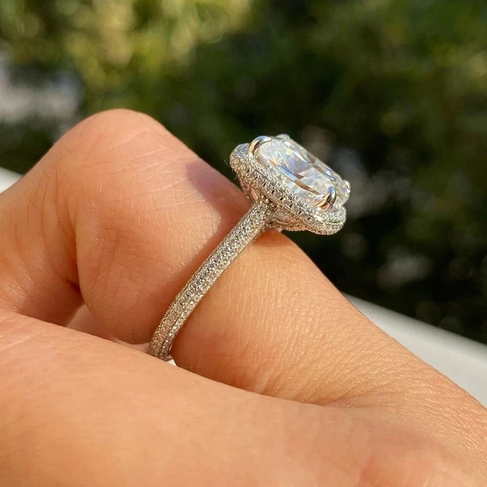 4 CT IGI Brilliant Cut Cushion VS1 Lab Grown Diamond Wedding Ring 14K White Gold