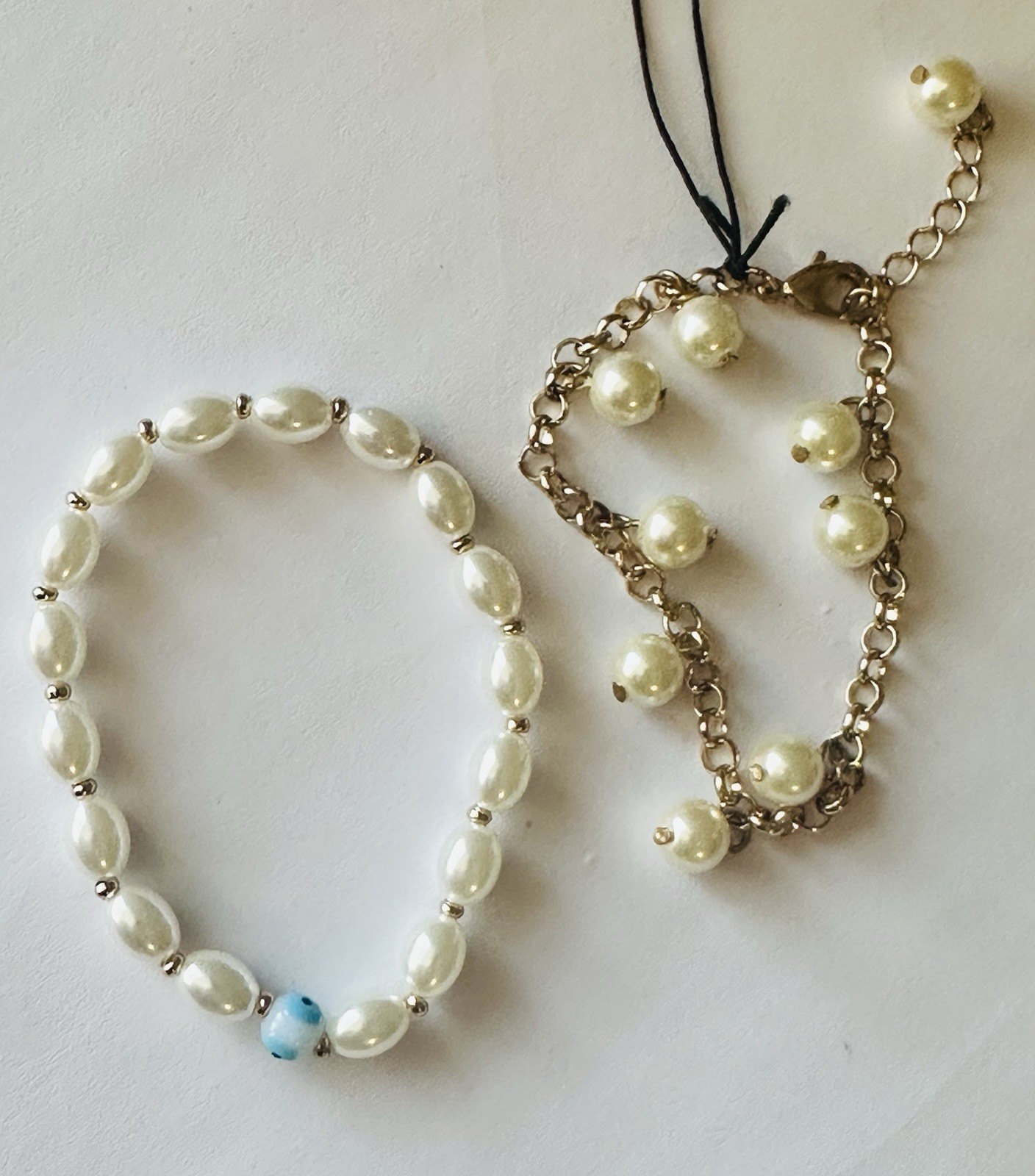 Pearl and Gold Tone Bracelet Set