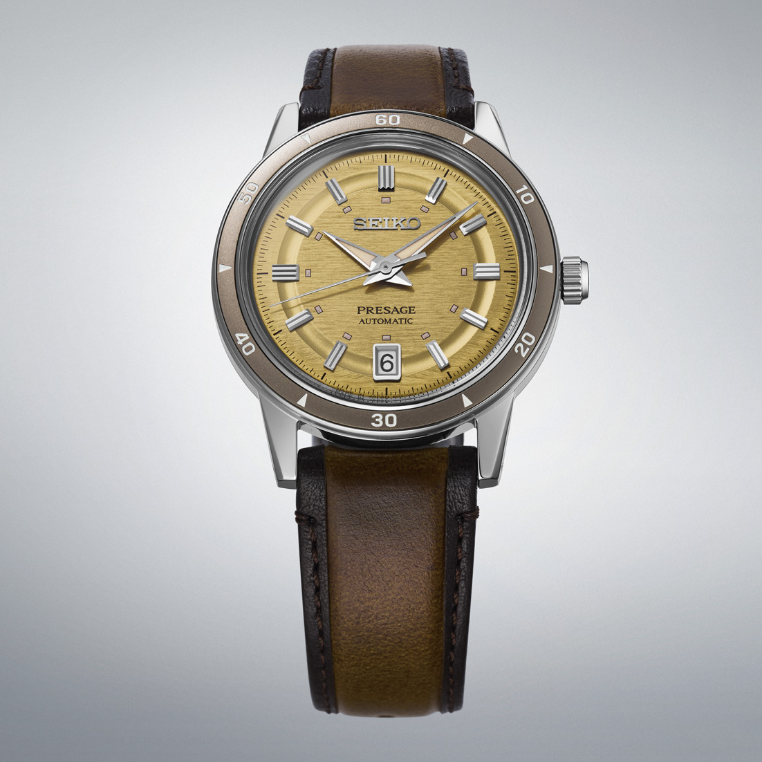 Seiko SRPL75 Watch for Men – Presage Collection Champagne Gold Dial 39.5mm