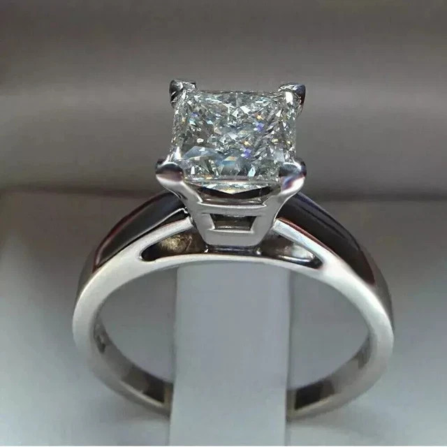 2Ct Princess Cut Moissanite Solitaire Men’s Ring 14K Vermeil Gold Plating