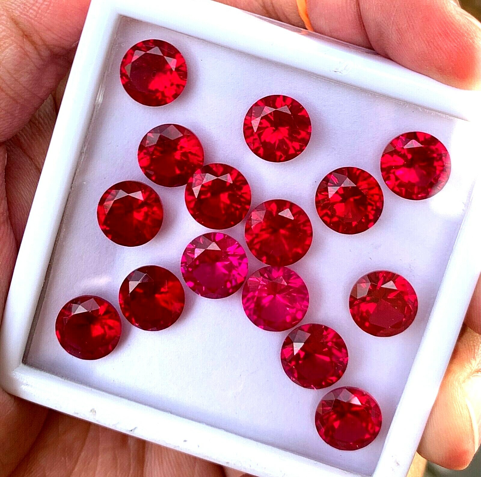 15 Pcs Natural Red Mogok Ruby Round 10.00 MM Certified Flawless Loose Gemstone