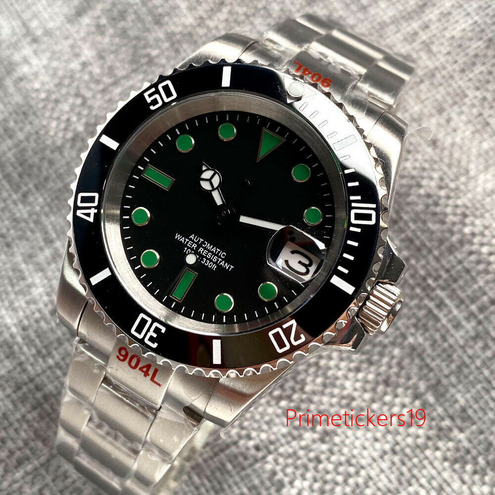 40mm PT5000 NH35A Automatic Men Watch Sapphire Sterile Black Dial Green Markers