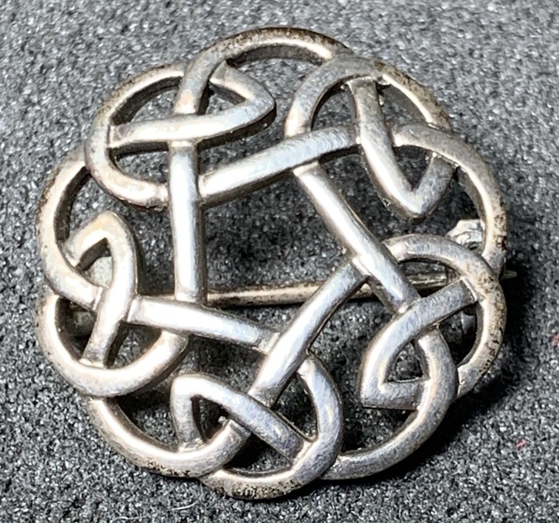 Peter Stone Celtic Knot Brooch, Sterling Silver(925),Signed “PSCL 925”, Vintage!