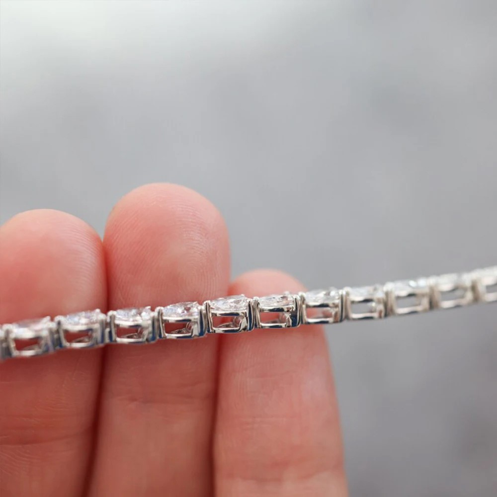 3*5mm Pear Cut All Moissanite Tennis Bracelet S925 Silver Hiphop Party Bracelet
