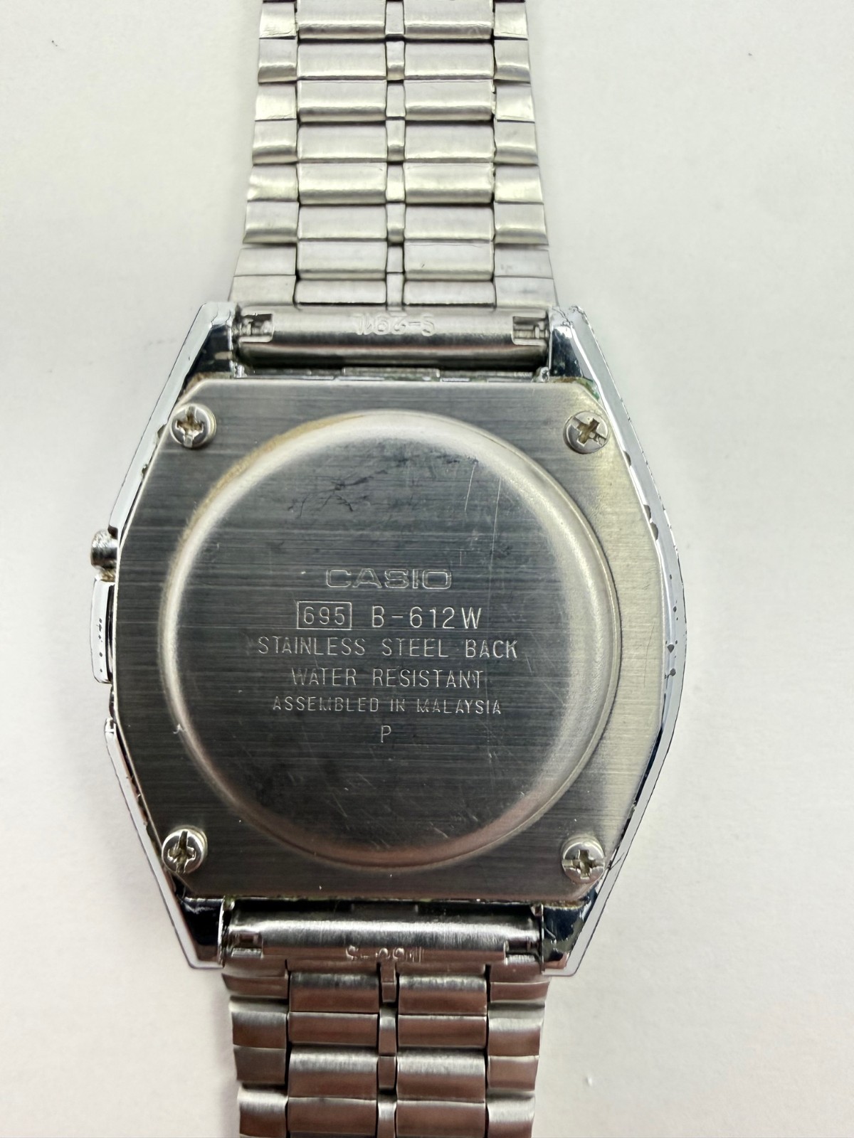 Rare Silver Stainless Steel Casio B‑612W Vintage Digital Watch 1988 Retro Tech