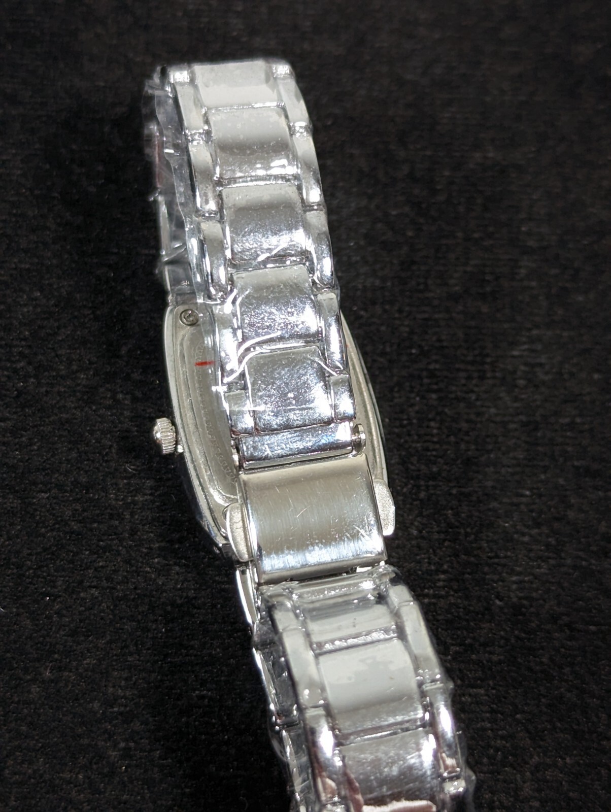 Longbo Womens Black Dial Prism Crystal Silver Tone Stainless St Band Watch NEW