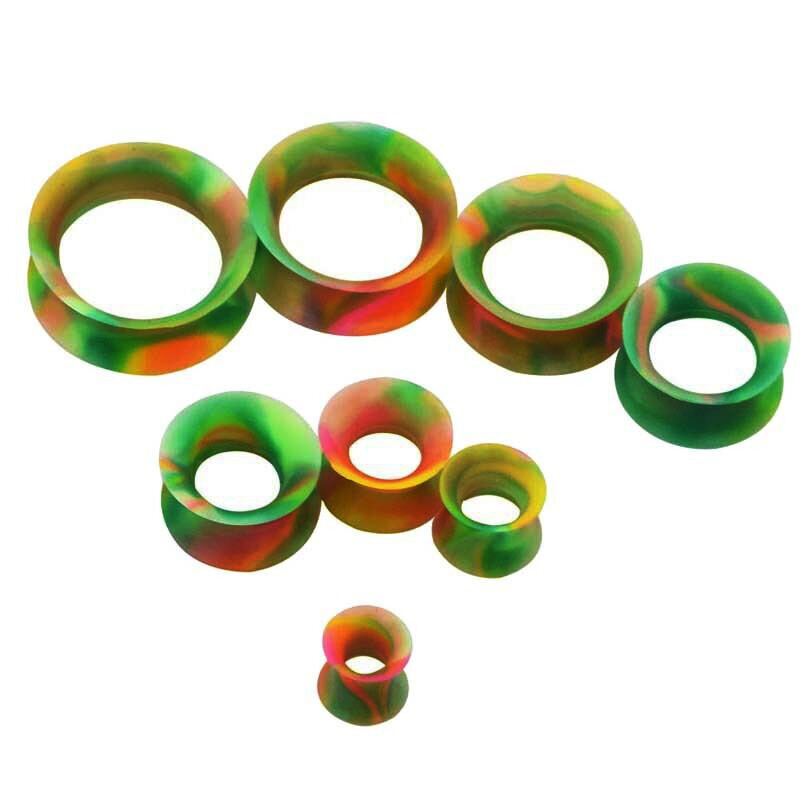 16Pcs Ear Plugs Colorful Silicone Flesh Tunnels Ear Gauges Kit-Thin Soft 2g-3/4″
