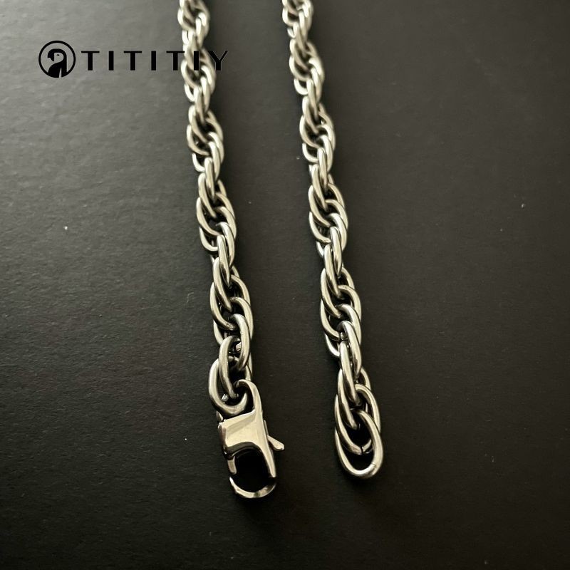 New Pure Titanium Twisted Necklace Wide 7mm Anti Allergic Trendy Personality