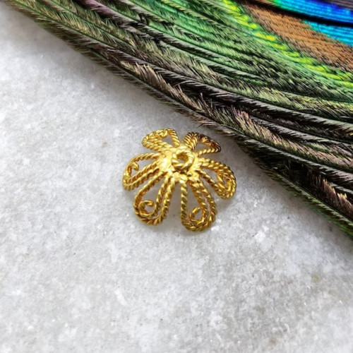 4x10mm 18K gold bead caps, flower shape bead cap Finding Charm Jewelry