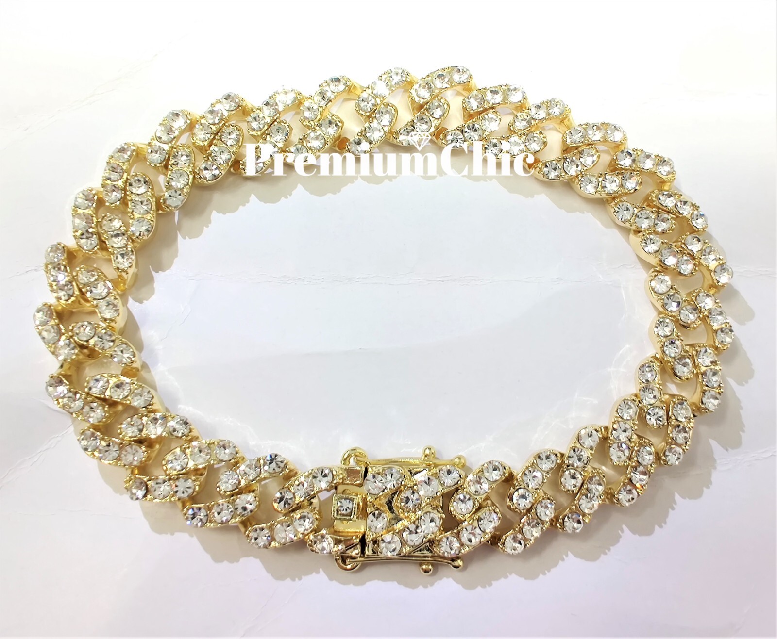Miami Cuban Designer Link CZ Chain or Bracelet FULLY ICED Gold Plated Jewelry