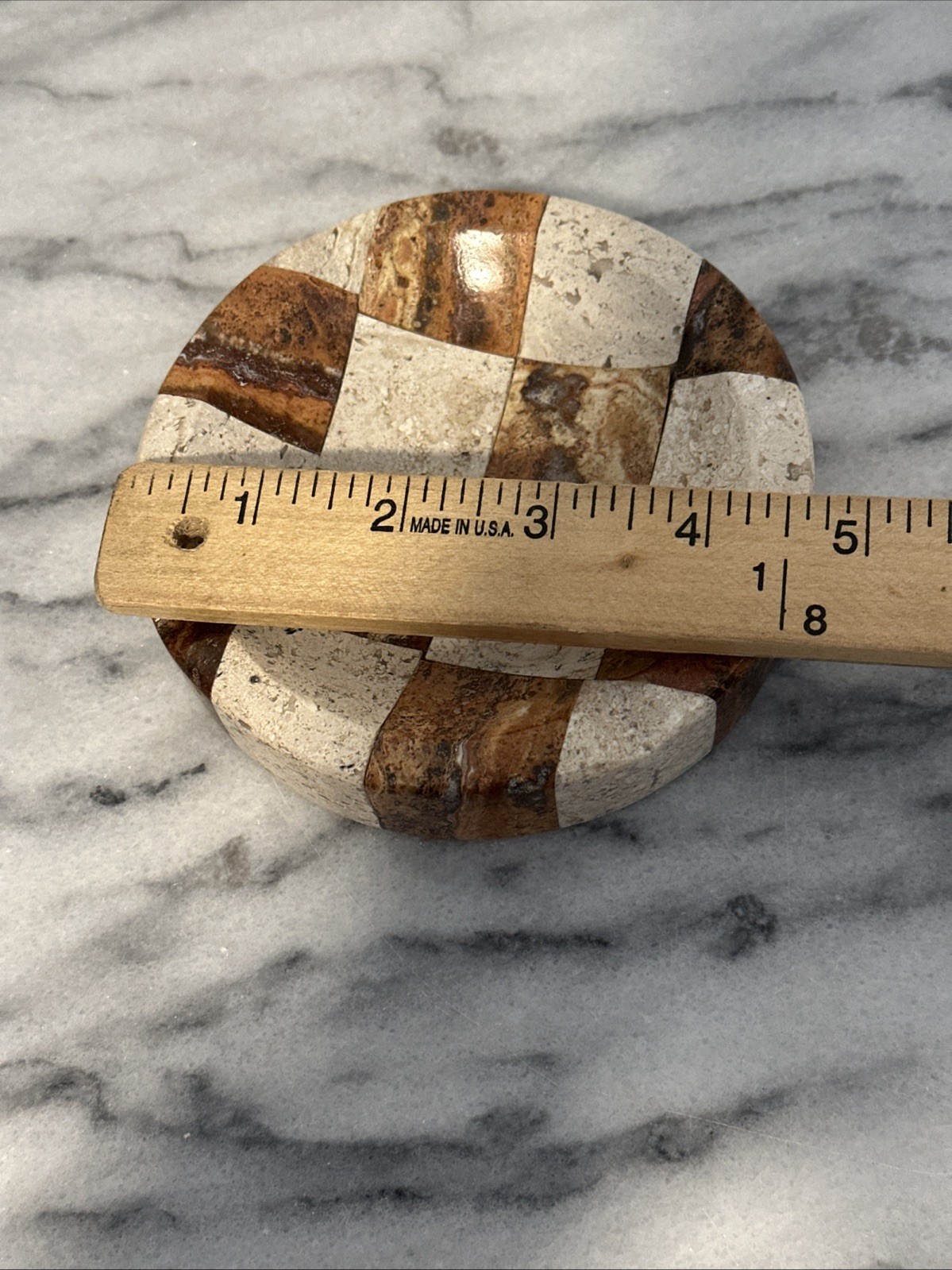 Marble Stone Checkered Ash Tray Catchall Natural Stone Soap Dish Multi Use