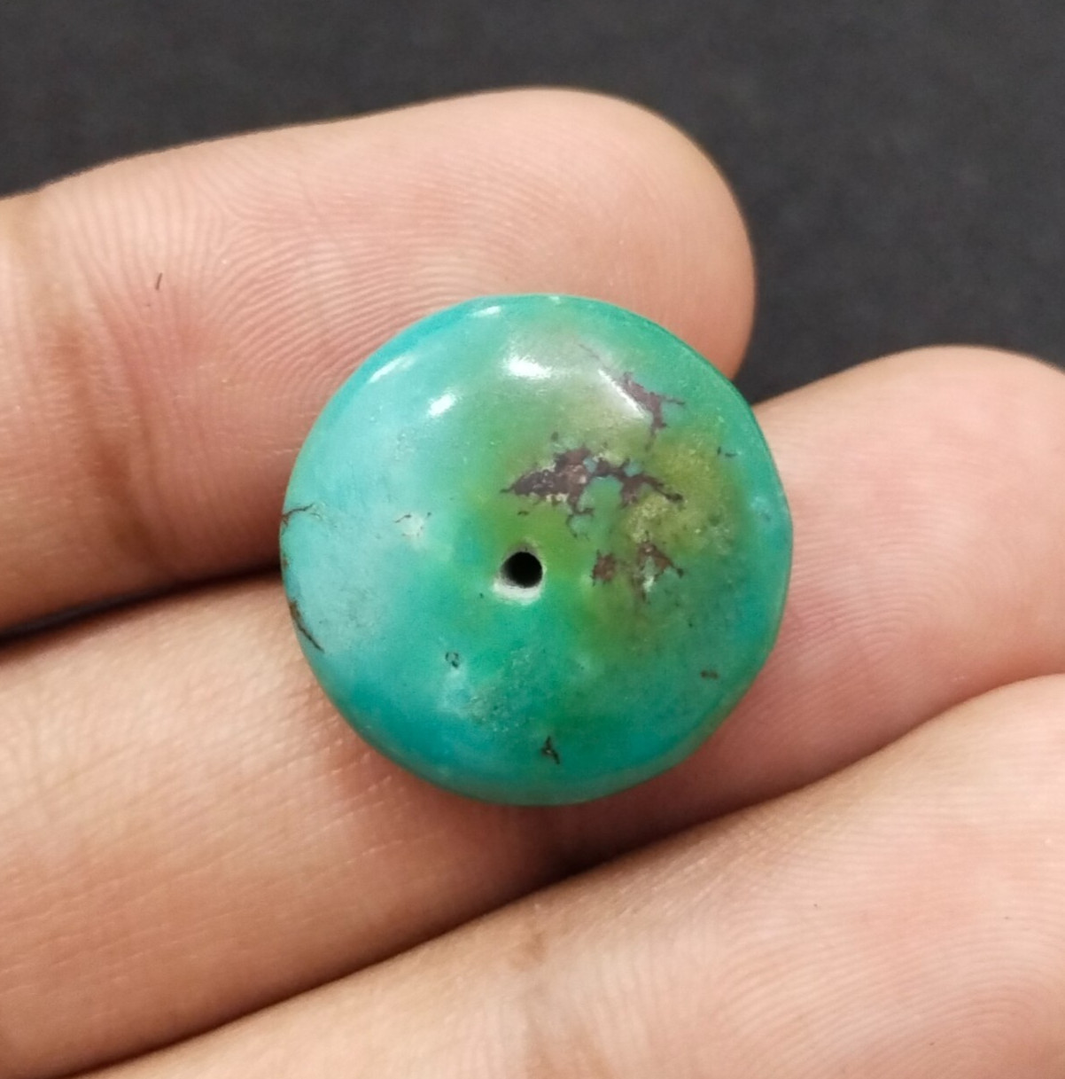 Tibetan Turquoise Round Tyre Beads, Undyed Gemstone, Handmade Loose Beads 19x8mm