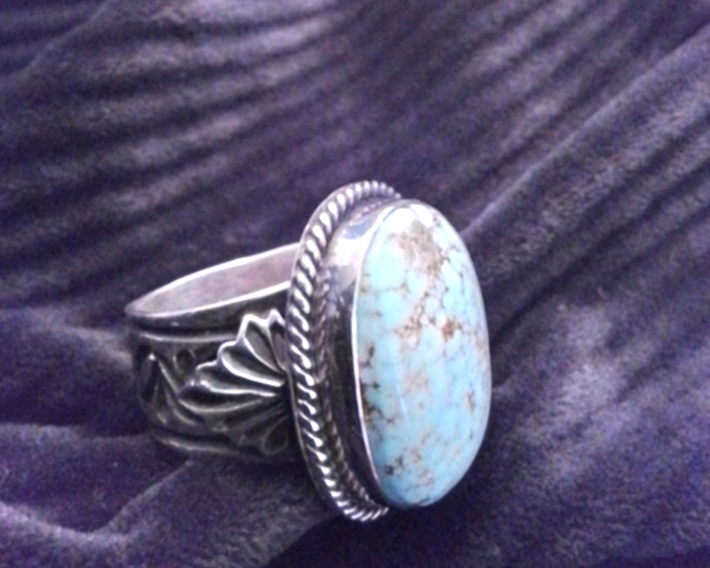 SUNSHINE REEVES Dry Creek Turquoise Sterling Silver Ring Size 11.5 Navajo