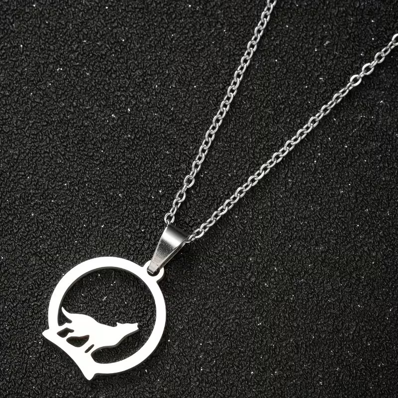 Geometric Circular Wolf Personality Trend Stainless Steel Men’s Necklace