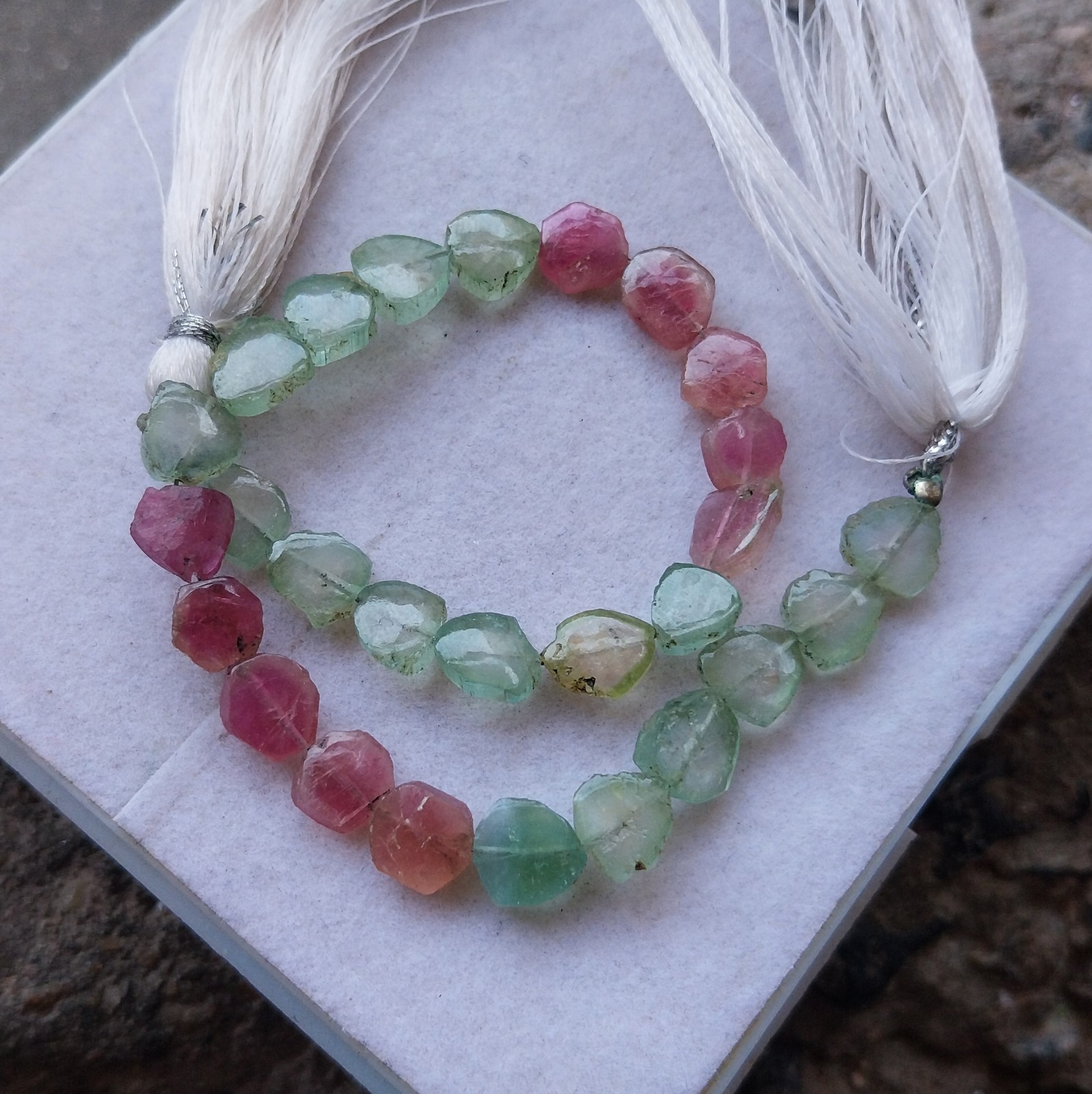 38 Carat 6×7 to 6.5×7.5 MM Natural Center Drilled Multi Tourmaline 8 inch Beads