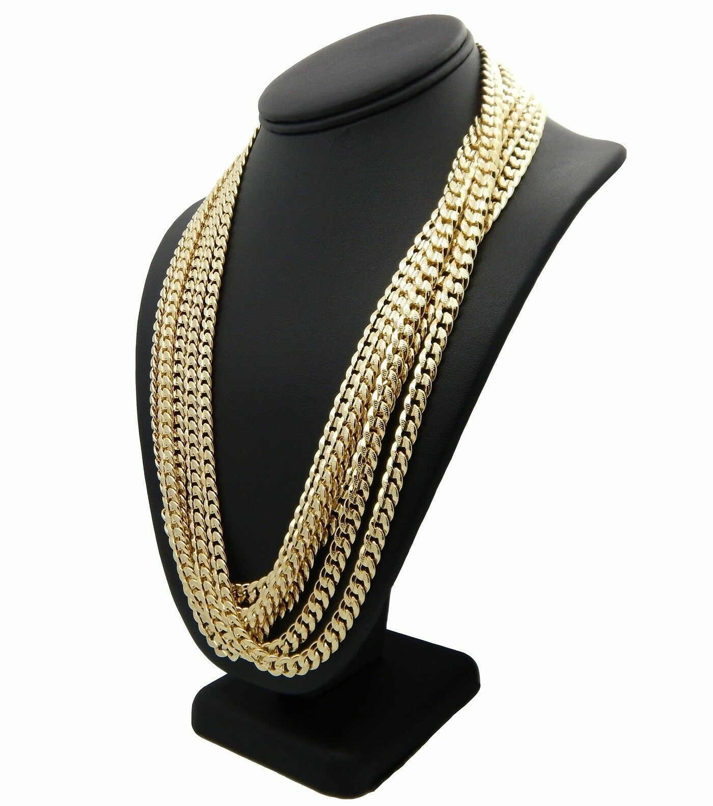 6 Piece Concave Cuban link Chain 6mm 20″ 24″ Diamond Cut 14k Gold Plated