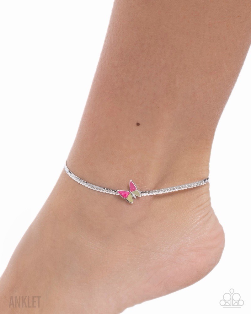 Paparazzi Jewelry “Aerial Atmosphere” Butterfly Anklet Bracelet Pink Yellow New