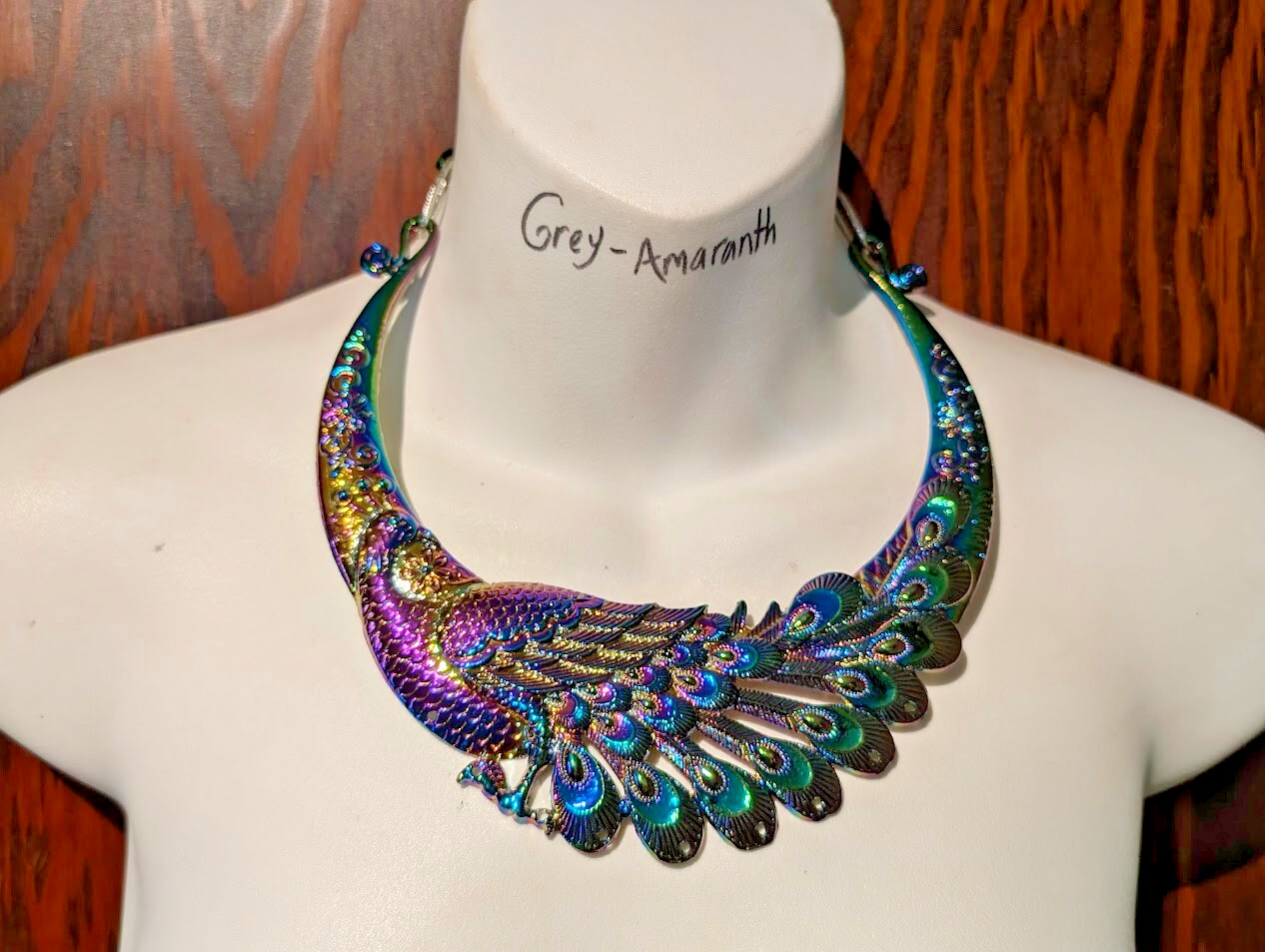 RAINBOW METAL PHOENIX CHOKER Asian Chinese 90s peacock hmong collar necklace Y4