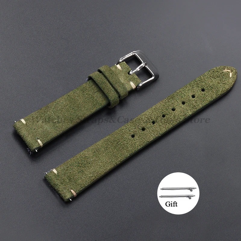 18 19 20 21 22 MM Soft Suede Leather Vintage Strap Watch Band Quick Release