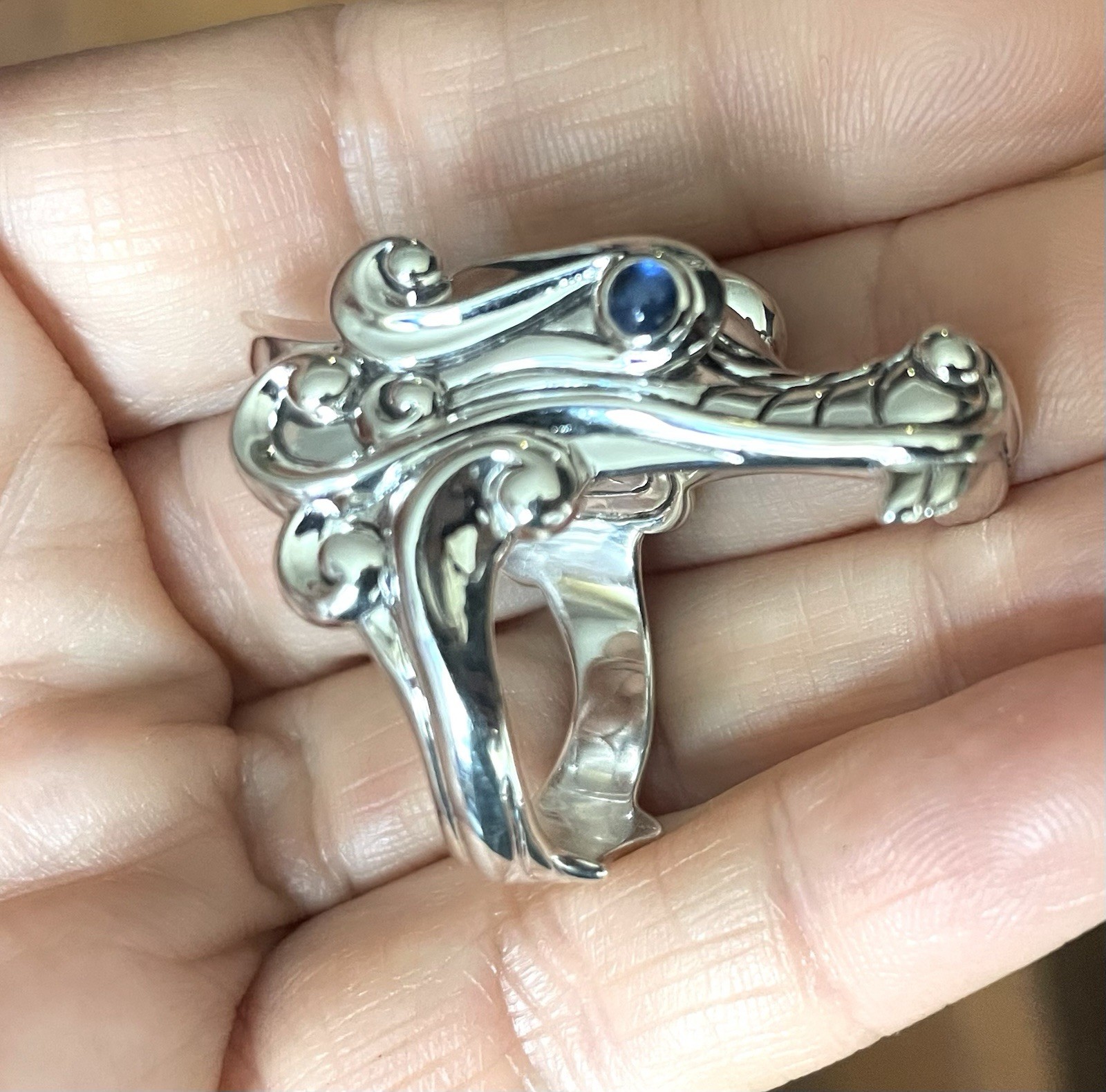 JOHN HARDY Legends Naga Dragon men’s ring sapphire 925 Silver $995 sz 11 New 27g