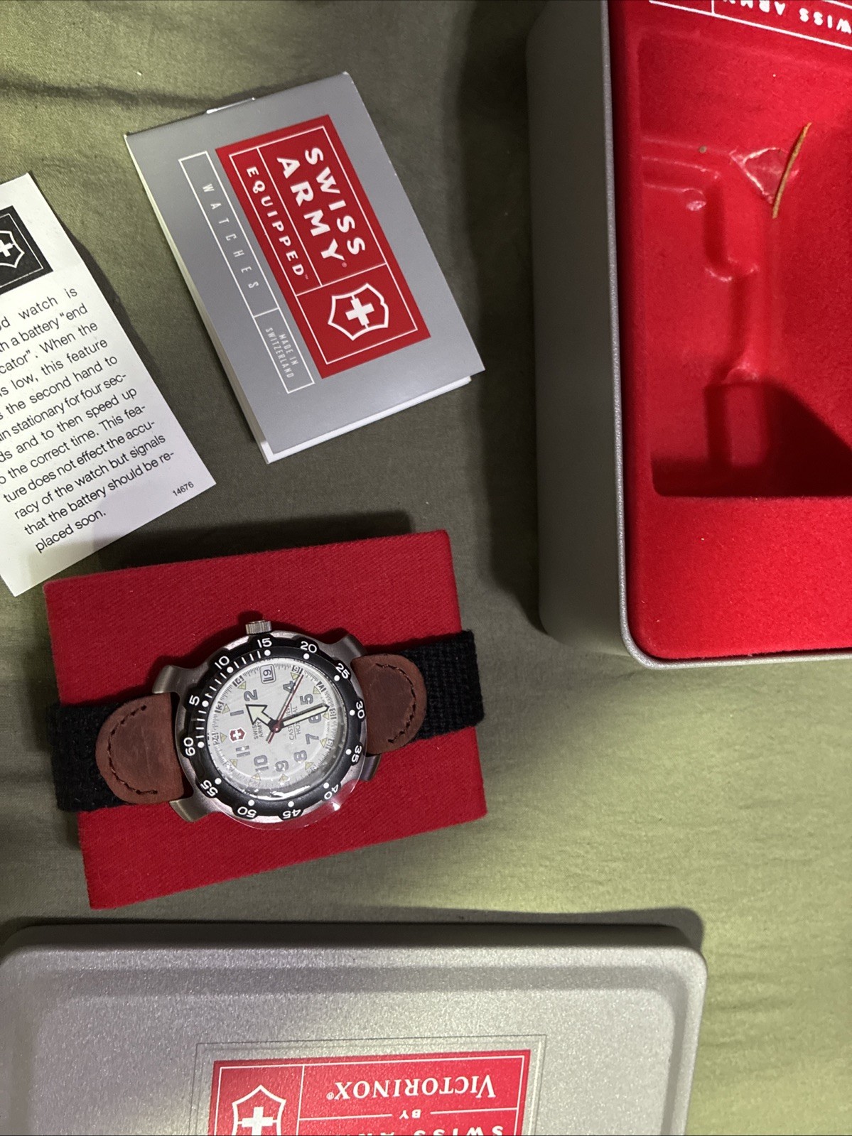 Victorinox Swiss Army Watch Men’s/Women’s 1990s Leather Band White Dial 36mm New