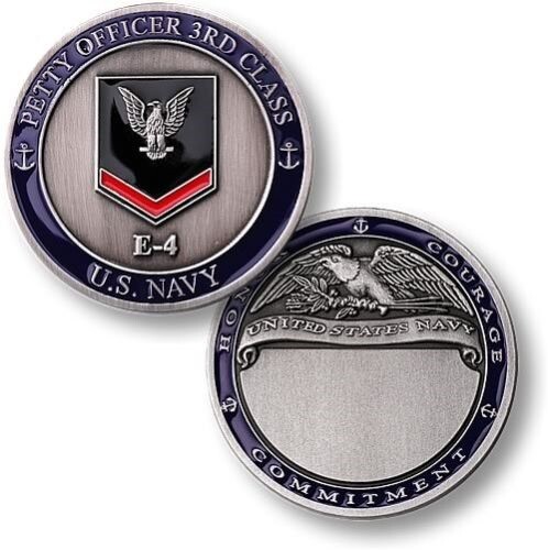 E4 = Petty Officer 3rd Class ~ Navy ~ PO3 ~ E-4 ~ U.S. Navy Challenge Coins ~