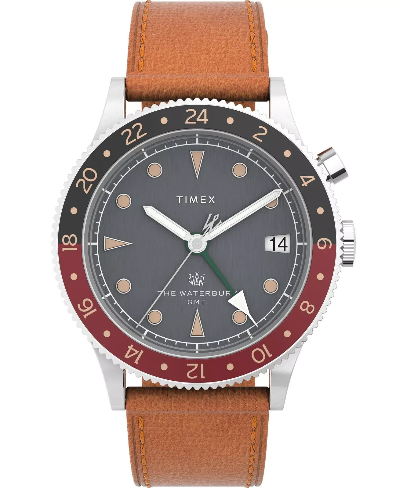 Timex Waterbury Traditional GMT Quartz Coke Bezel Men’s Watch TW2V74000VQ New