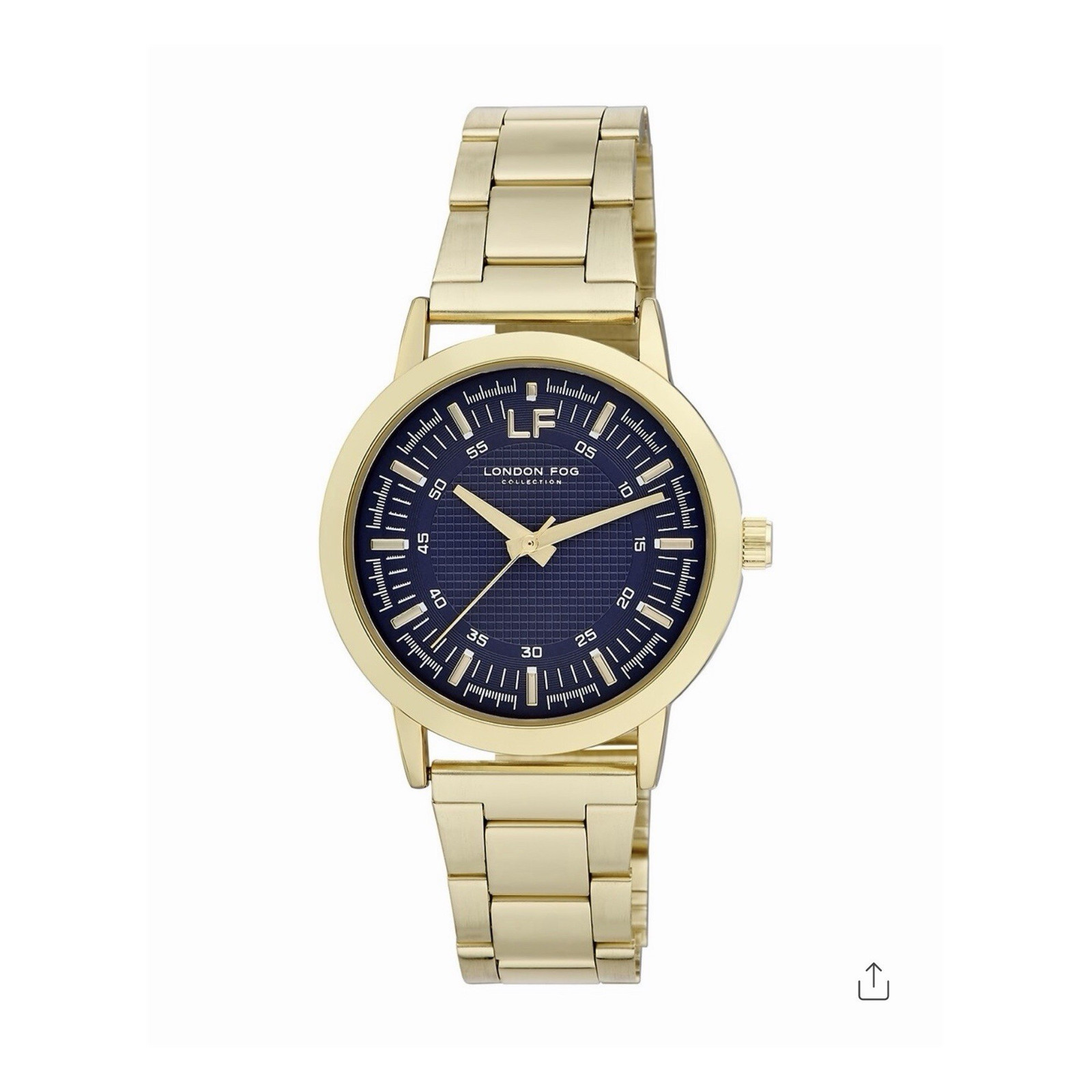 London Fog Inverness Gold Bracelet Watch Blue Dial Unisex NWT