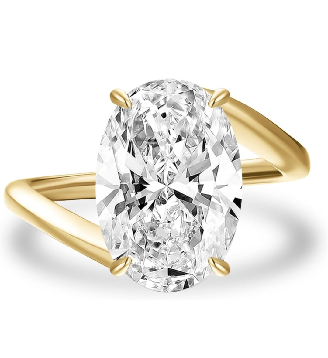 RODIFFY 5.0CT Oval Cut Wavy Engagement Ring for Women, S925 Silver 5A Cubic…