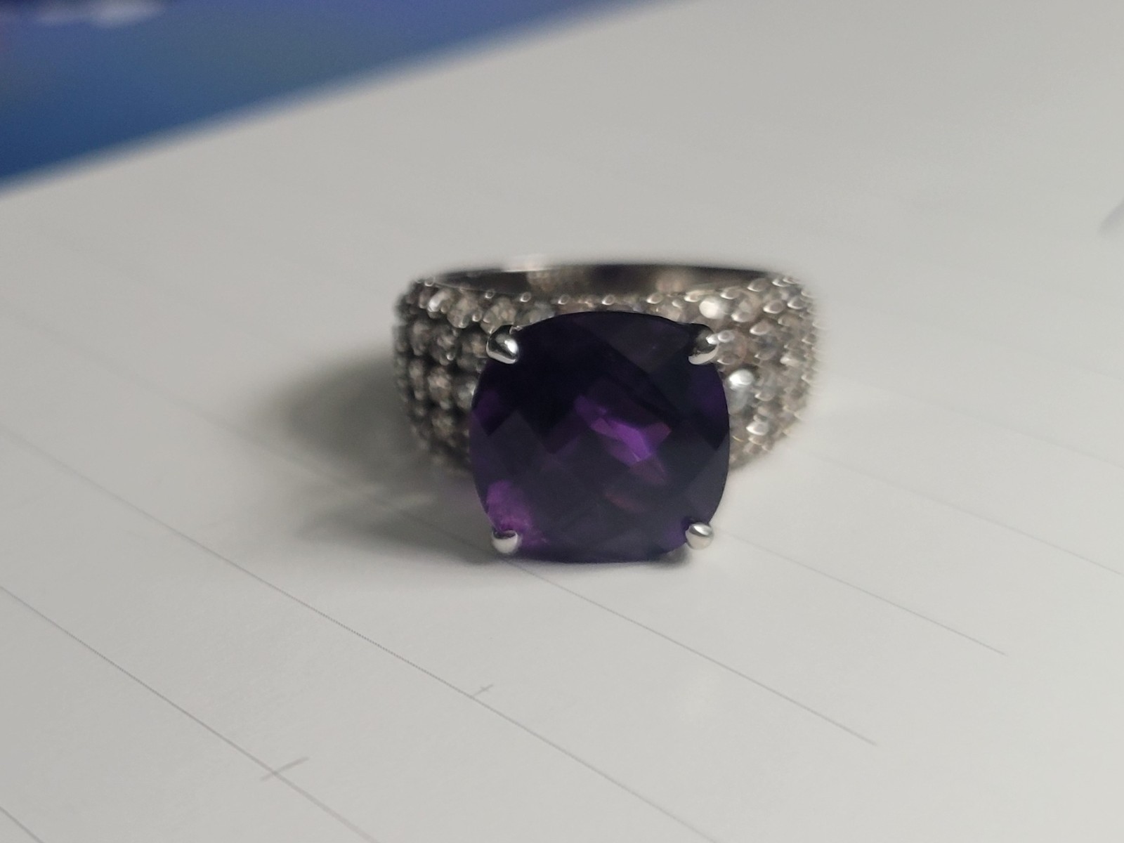 5.67 Ct AMETHYST Solitaire Ring 925 Sz 7