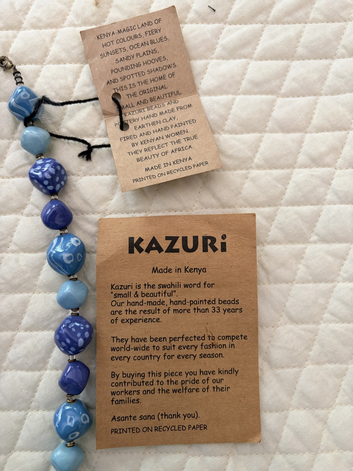 Kazuri Kenya Hand Crafted Fair Trade 22″ Beaded Necklae NWT