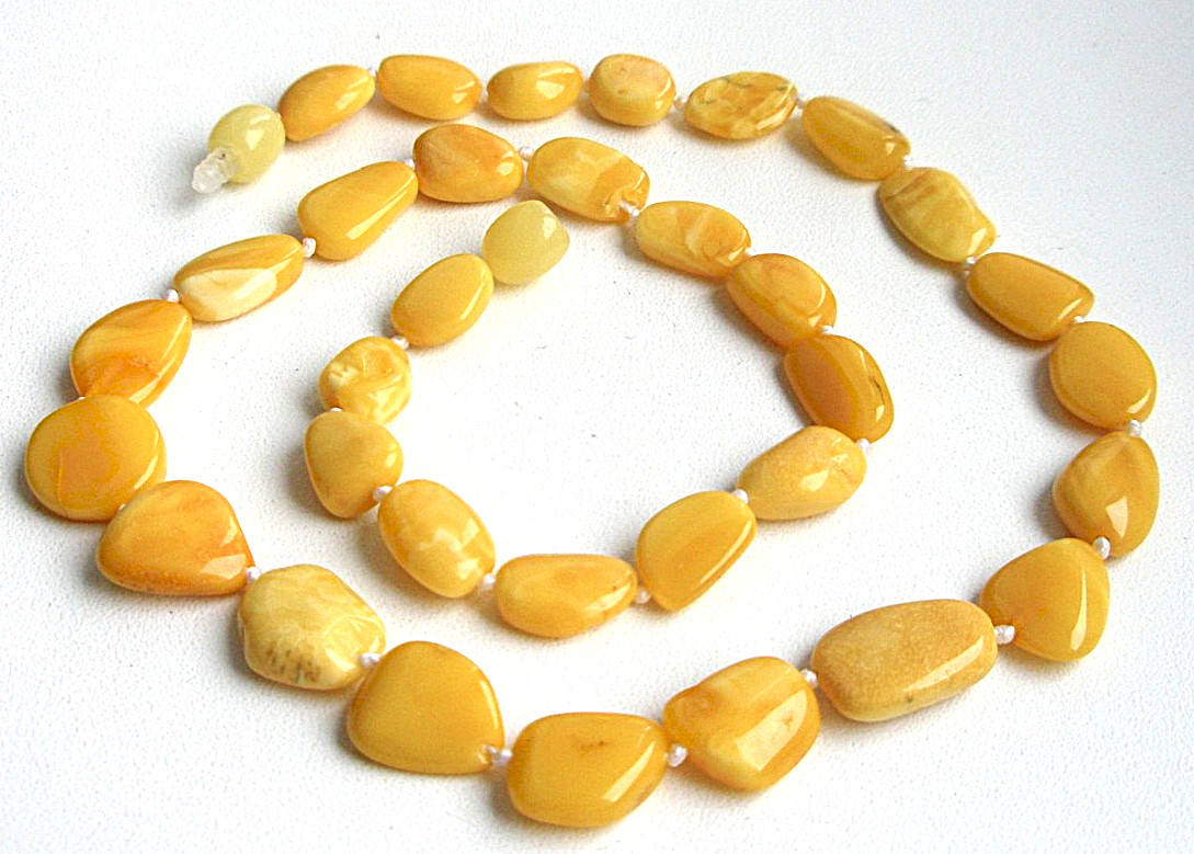 Genuine Baltic Amber Necklace Polished Egg Yolk Butterscotch 45 cm – 17.7 inch